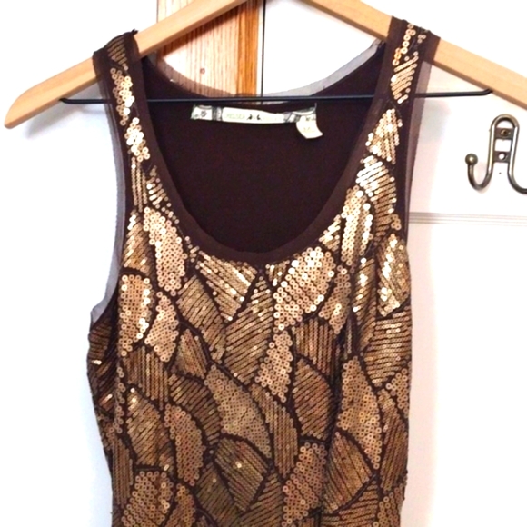 Bodycon Chelsea & Violet Dress Size Medium Gold & Brown Sequins - Picture 7 of 12